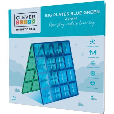 Cleverclixx klocki magnetyczne Big Plates Blue Green 2 el. Cleverclixx klocki magnetyczne Big Plates Blue Green 2 el.