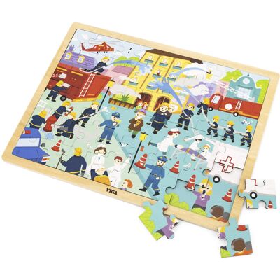 Viga puzzle na podkładce 48 elementów Poznajemy pracę strażaka Viga puzzle na podkładce 48 elementów Poznajemy pracę strażaka
