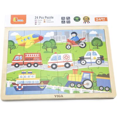 Viga puzzle na podkładce 24 elementy Pojazdy w mieśście Viga puzzle na podkładce 24 elementy Pojazdy w mieśście
