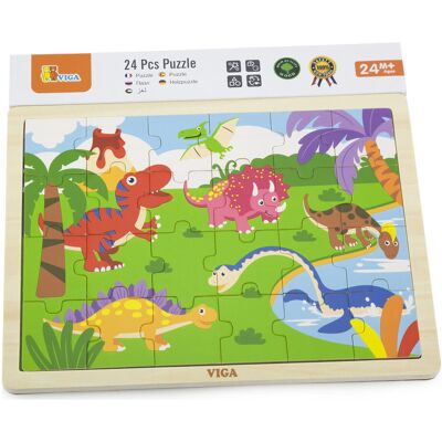 Viga puzzle na podkładce 24 elementy Dinozaury Viga puzzle na podkładce 24 elementy Dinozaury