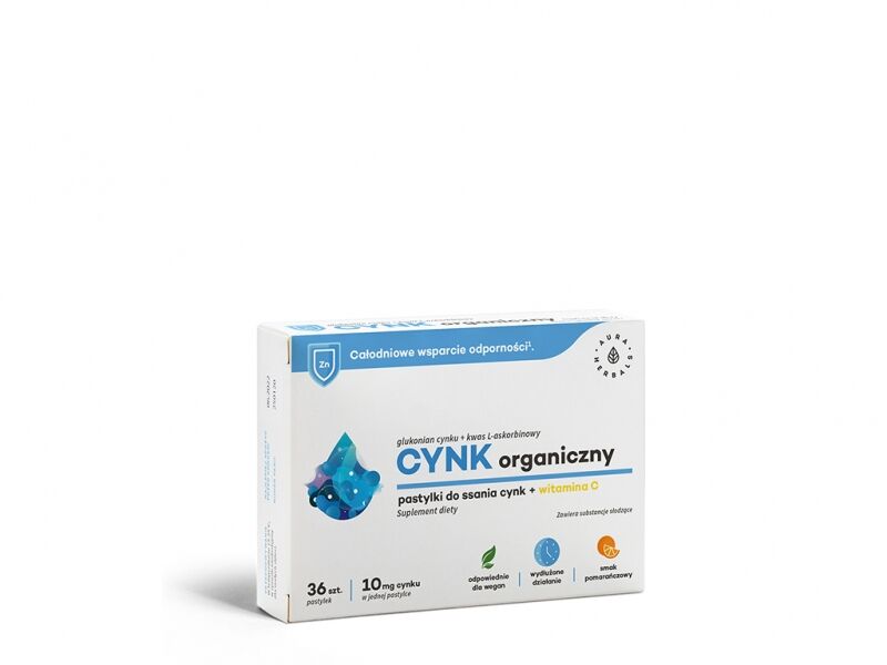 VIVIO Cynk organiczny(10mg)+ wit C 36 past. Aura Herbals