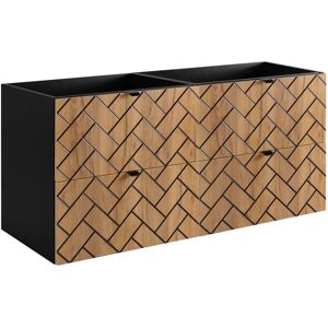 Edinos Wisząca szafka umywalkowa podwójna 120 cm czarny + dąb craft złoty P7-B13 Edinos Wisząca szafka umywalkowa podwójna 120 cm czarny + dąb craft złoty P7-B13