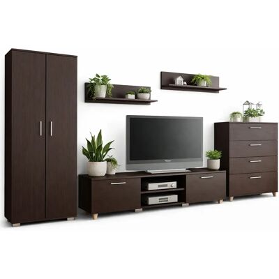Edinos Meblościanka zestaw mebli do salonu z szafą wenge A4-R80 Edinos Meblościanka zestaw mebli do salonu z szafą wenge A4-R80