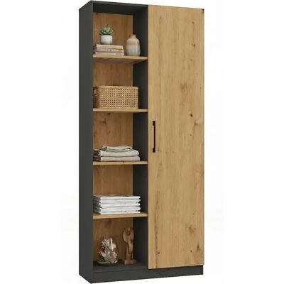 Edinos Regał Z Półkami Do Salonu Dąb Artisan + Antracyt C2-C51 Edinos Regał Z Półkami Do Salonu Dąb Artisan + Antracyt C2-C51
