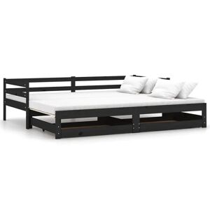 Elior Wysuwane łóżko z szufladami czarny - Duet 3X 90 / 180 x 200 cm Czarny