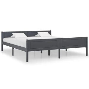 Elior Szare podwójne łóżko z litego drewna 180x200 - Siran 7X