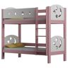 Elior Różowe piętrowe łóżko dziecięce z drewna - Mimi 3X 190x90 cm