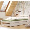 Elior Białe drewniane łóżko z szufladami - Olda 4X 190x80 cm