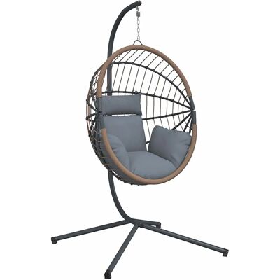 Edinos Fotel wiszący ogrodowy z poduszką antracyt + kawowy L8-E82 Edinos Fotel wiszący ogrodowy z poduszką antracyt + kawowy L8-E82