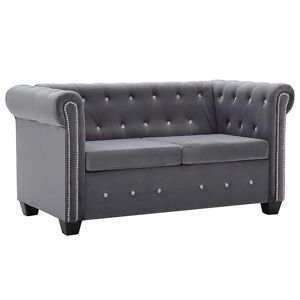 Elior Aksamitna sofa w stylu Chesterfield Charlotte 2Q - szara