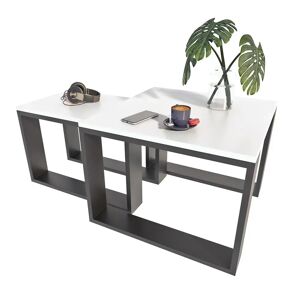 Elior Podwójny stolik kawowy do salonu biało czarny - Juna 3X