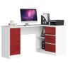 Elior Duże biurko nowoczesne z szufladami biały + czerwony połysk prawostronne  - Osmen 6X