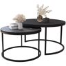 Elior Podwójny okrągły stolik kawowy czarny + print - Onrero 4X