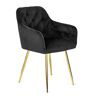 Elior Czarne welurowe krzesło fotelowe glamour - Vamo