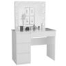 Elior Białe biurko toaletka z szufladami i lustrem LED - Lotaro 4X