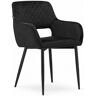 Elior Czarne welurowe krzesło tapicerowane - Rones 3X