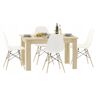 Elior Prostokątny stół dąb sonoma + 4 białe krzesła - Etos