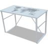 Elior Szklane białe biurko z nadrukiem mapy świata - Owello 4X