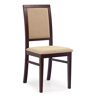 Elior Drewniane krzesło tapicerowane Prince - Ciemny orzech + beż