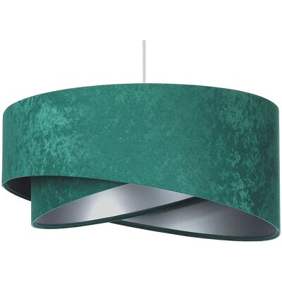 Lumes Zielono-srebrna welurowa lampa wisząca - EX972 W0-S13 Lumes Zielono-srebrna welurowa lampa wisząca - EX972 W0-S13