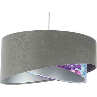 Lumes Szaro fioletowa lampa wisząca z weluru L7-S12 Lumes Szaro fioletowa lampa wisząca z weluru L7-S12