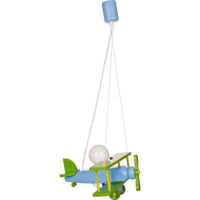 Lumes Niebiesko-zielona dziecięca lampa wisząca samolot - S199 B2-C07 Lumes Niebiesko-zielona dziecięca lampa wisząca samolot - S199 B2-C07