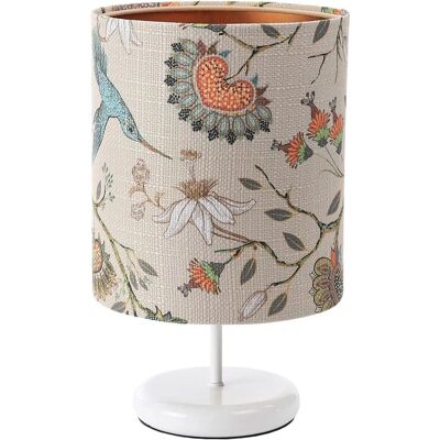 Lumes Biała lampka nocna z abażurem w kwiaty - 9X S386 A1-B24 Lumes Biała lampka nocna z abażurem w kwiaty - 9X S386 A1-B24
