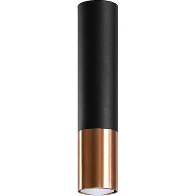 Lumes Czarno-miedziany podłużny plafon walec W6-P93 Lumes Czarno-miedziany podłużny plafon walec W6-P93