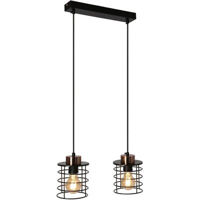 Lumes Industrialna czarna podwójna lampa wisząca F2-F19 Lumes Industrialna czarna podwójna lampa wisząca F2-F19