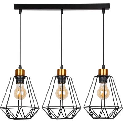 Lumes Industrialna czarna potrójna lampa druciana P3-E05 Lumes Industrialna czarna potrójna lampa druciana P3-E05