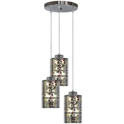Lumes Chromowana potrójna lampa wisząca ze szklanym kloszem - V058 G1-D28 Lumes Chromowana potrójna lampa wisząca ze szklanym kloszem - V058 G1-D28