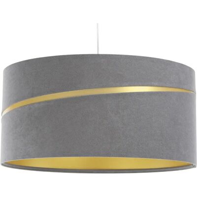 Lumes Szara lampa wisząca z welurowym kloszem - A338 K5-C83 Lumes Szara lampa wisząca z welurowym kloszem - A338 K5-C83