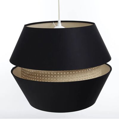 Lumes Czarna lampa wisząca boho z podwójnym abażurem - A348 G0-N28 Lumes Czarna lampa wisząca boho z podwójnym abażurem - A348 G0-N28