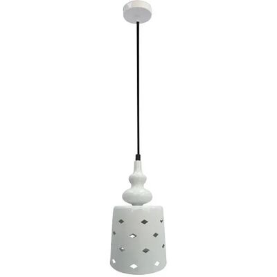 Lumes Biała lampa wisząca z ażurowym kloszem - 2X V153 F1-M20 Lumes Biała lampa wisząca z ażurowym kloszem - 2X V153 F1-M20