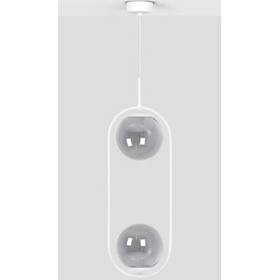Lumes Biało-grafitowa eliptyczna lampa wisząca z 2 kloszami - A489 C4-L99 Lumes Biało-grafitowa eliptyczna lampa wisząca z 2 kloszami - A489 C4-L99