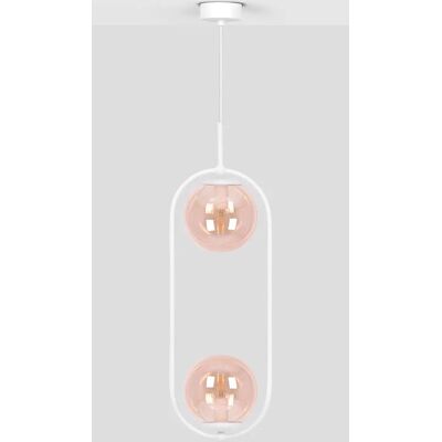 Lumes Biało-bursztynowa dekoracyjna lampa wisząca - A489 C6-G21 Lumes Biało-bursztynowa dekoracyjna lampa wisząca - A489 C6-G21
