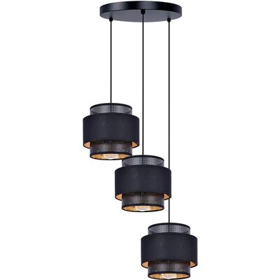 Lumes Czarna lampa wisząca z 3 abażurami nad stół - 3Y A514 N8-K68 Lumes Czarna lampa wisząca z 3 abażurami nad stół - 3Y A514 N8-K68
