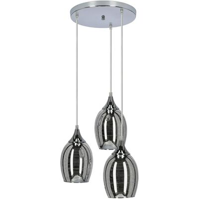 Lumes Potrójna lampa wisząca z chromowanym kloszem - 12X D146 G6-S12 Lumes Potrójna lampa wisząca z chromowanym kloszem - 12X D146 G6-S12