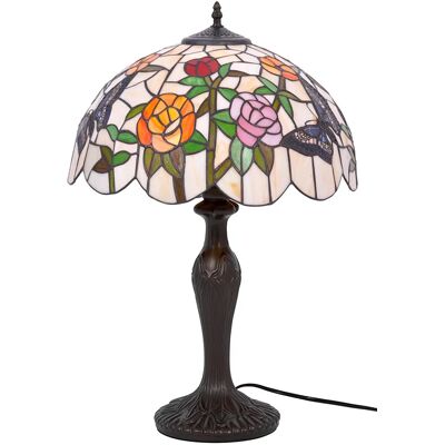 Lumes Stylowa lampa stołowa z witrażowym kloszem P1-D56 Lumes Stylowa lampa stołowa z witrażowym kloszem P1-D56