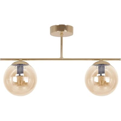 Lumes Złoto-bursztynowa lampa sufitowa z 2 szklanymi kloszami - A671 G0-A82 Lumes Złoto-bursztynowa lampa sufitowa z 2 szklanymi kloszami - A671 G0-A82