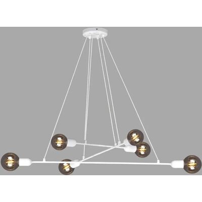 Lumes Biała loftowa lampa wisząca z odkrytymi żarówkami - 4X A728 H1-N85 Lumes Biała loftowa lampa wisząca z odkrytymi żarówkami - 4X A728 H1-N85