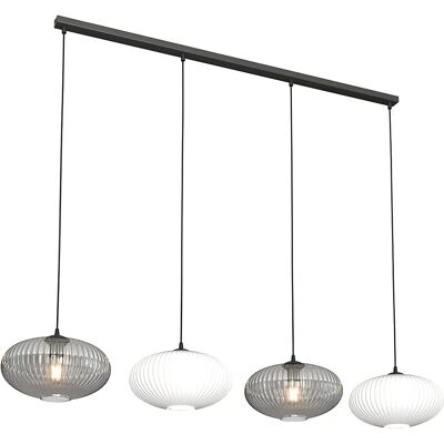 Lumes Loftowa lampa wisząca ze szklanymi kloszami grafit + opal - 7X D174 R9-T92 Lumes Loftowa lampa wisząca ze szklanymi kloszami grafit + opal - 7X D174 R9-T92