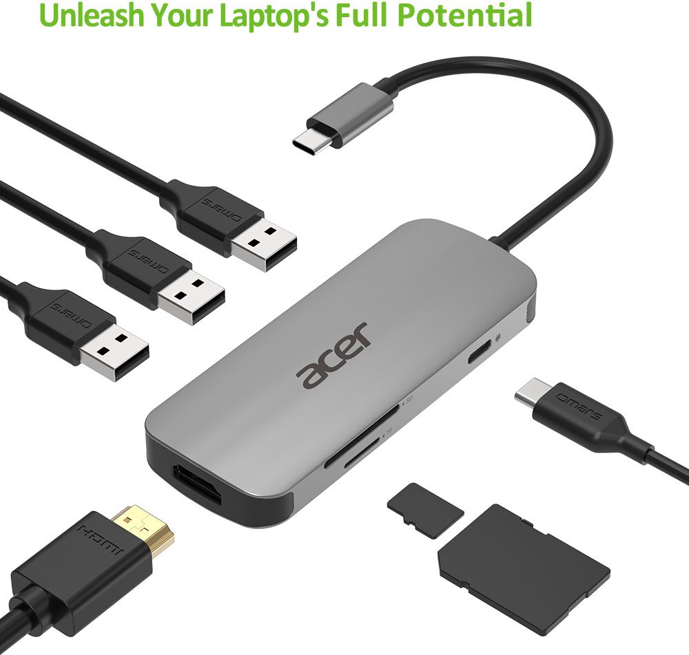 Acer Rozszerzenie Portów USB Type-C 7 w 1    Srebrny