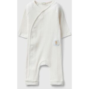 United Benetton, Ribbed Onesie In Organic Cotton, size 74, Creamy White, Kids