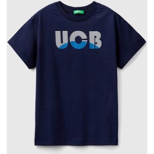 United Benetton, 100% Organic Cotton T-shirt With Logo, size S, Dark Blue, Kids