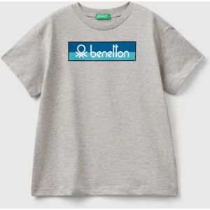 United Benetton, 100% Organic Cotton T-shirt With Logo, size 3XL, Light Gray, Kids