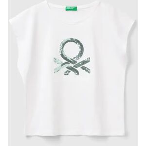 United Benetton, T-shirt With Glitter Print Logo, size 2XL, White, Kids