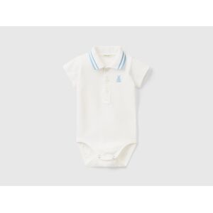 United Benetton, Bodysuit Polo In Organic Cotton, size 82, Creamy White, Kids