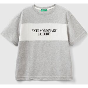 United Benetton, T-shirt With Slogan In Organic Cotton, size 2XL, Light Gray, Kids