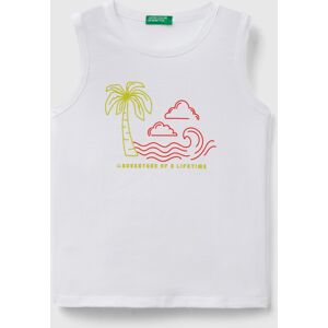 United Benetton, Organic Cotton Tank Top With Print, size 98, White, Kids